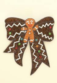 BEADED GINGERBREAD RIBBON HAIR CLIP