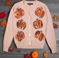 PUMPKIN SEQUIN CARDIGAN
