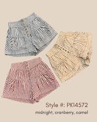 MINERAL WASHED STRIPED BUTTON DOWN SHORTS
