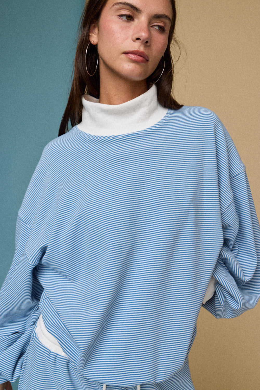 MOCK NECK BLUE STRIPE LOUNGE SET - Pharm Favorites by Economy Pharmacy