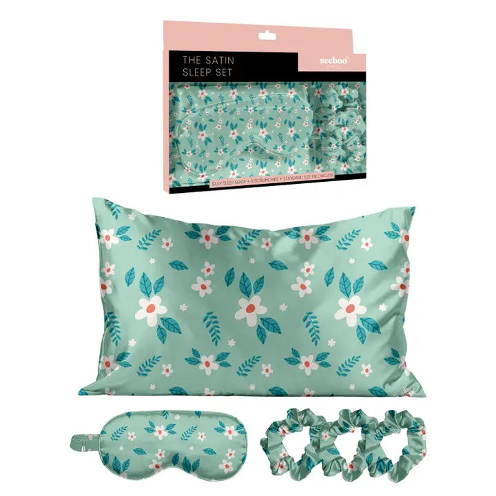 The Satin Sleep Set (5 Pieces) - Spring Meadow