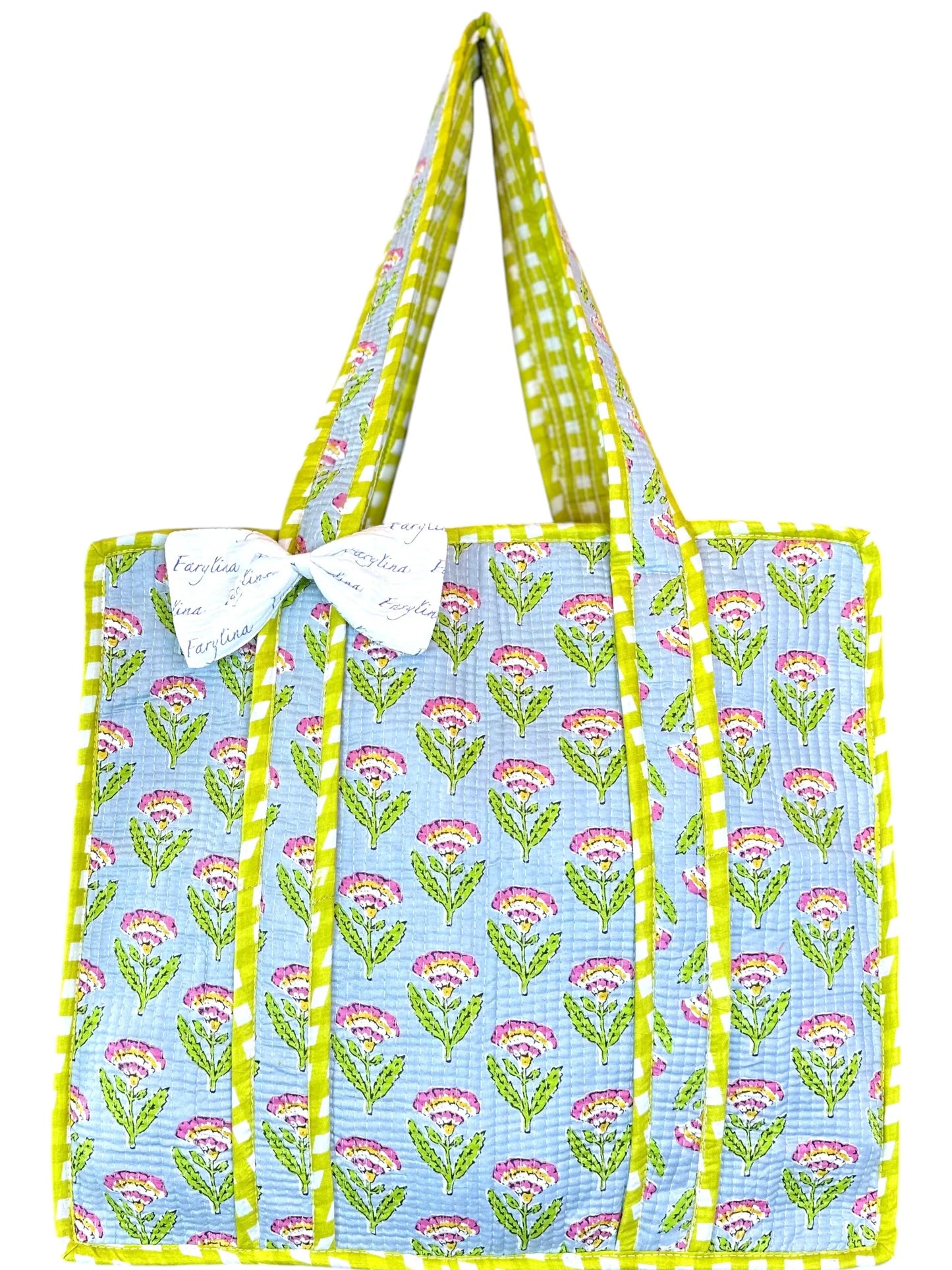 JANE QUILTED TOTE BAGE W/ZIPPER & BOW