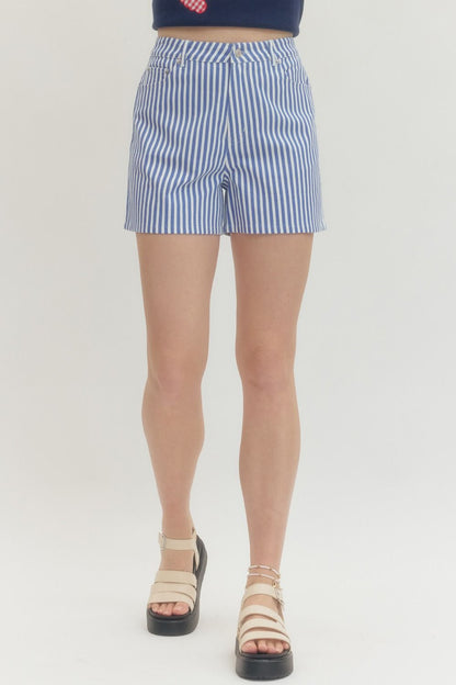 PIN STRIPE DENIM SHORTS - Pharm Favorites by Economy Pharmacy