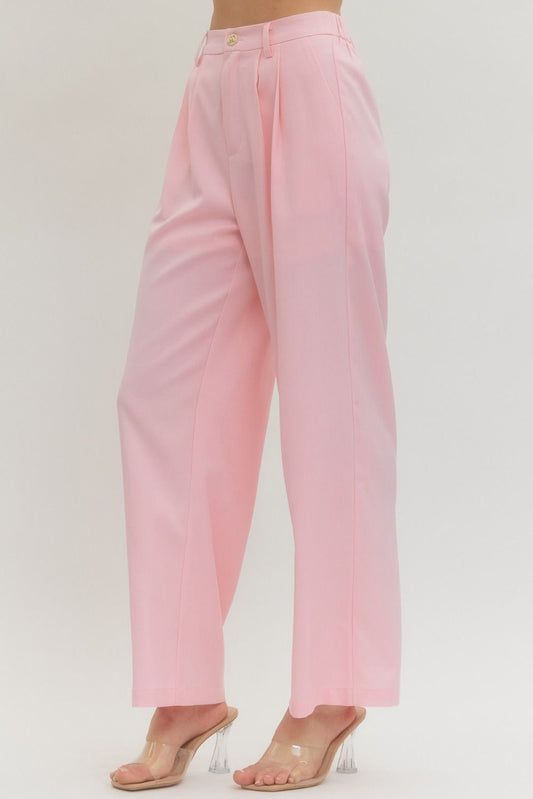 BELTED SLEEVELESS BUTTON DOWN PANT SUIT 2 PC. SET - LT. PINK - Pharm Favorites by Economy Pharmacy