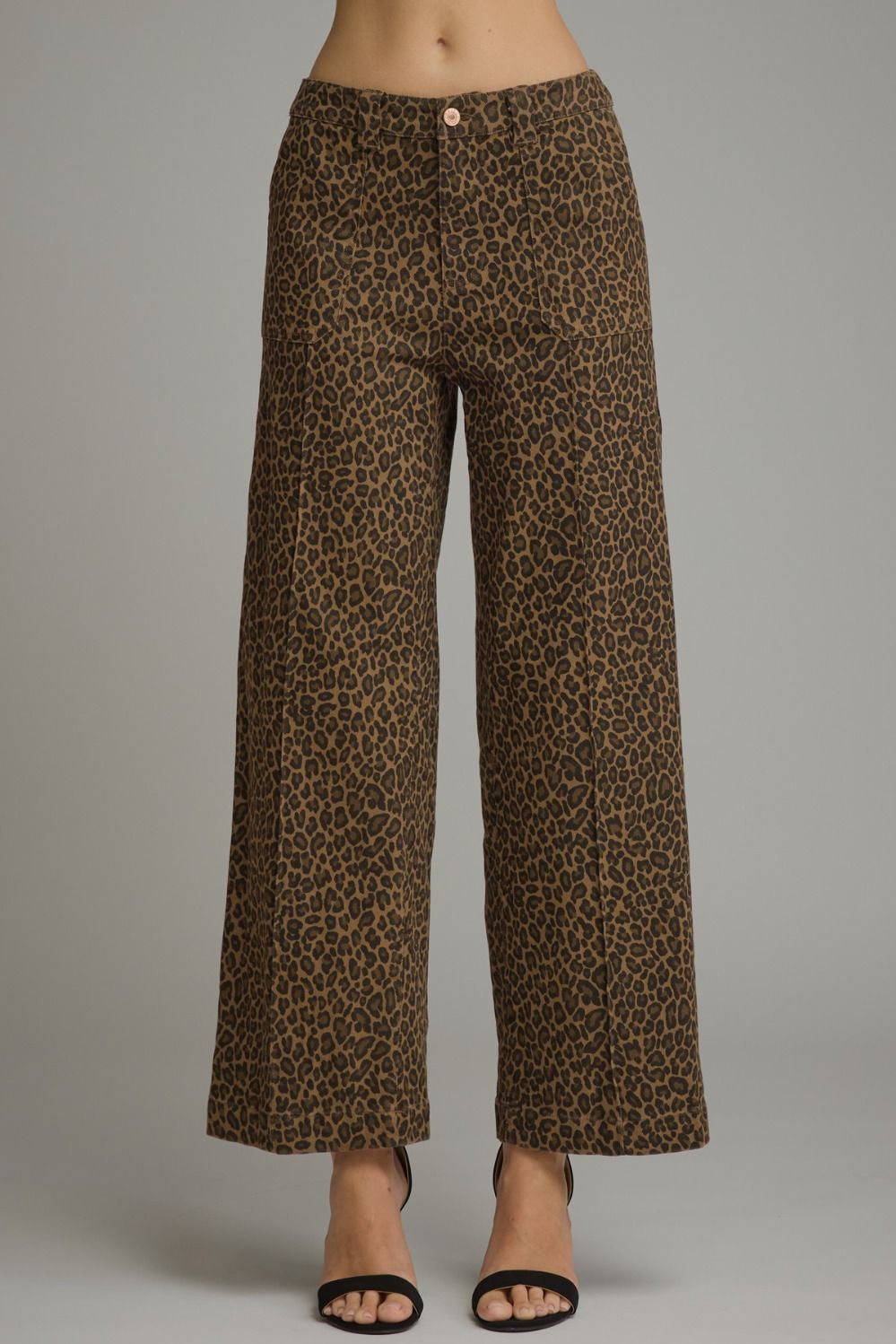 ANIMAL PRINT WIDE LEG PANTS