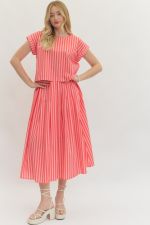 STRIPED MIDI SKIRT AND TOP 2 PC. SET