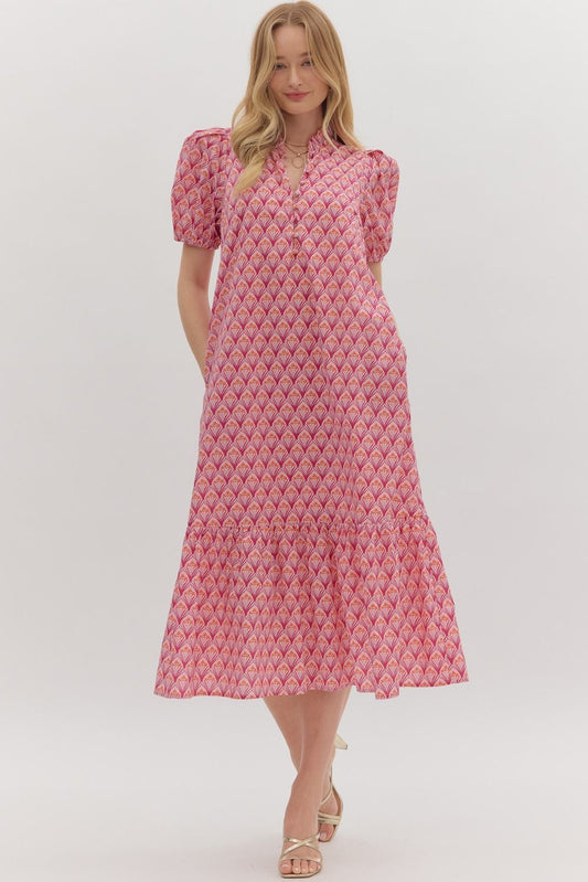 PINK FLORAL MIDI DRESS