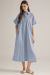 STRIPE SHORT SLEEVE MIDI DRESS  DUSTY BLUE