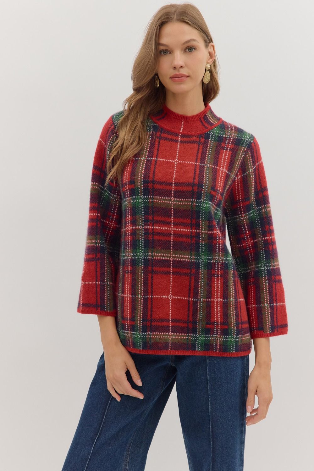 RED PLAID SWEATER