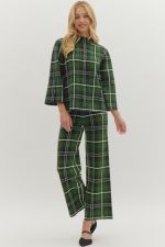 GREEN PLAID SWEATER 2 PC SET