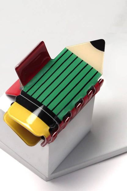 JUMBO FUN SCHOOL PENCIL HAIR CLAW CLIPS