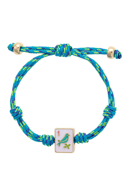 SPARROW MAHJONG TILE PARACORD BRACELET IN BLUE MULTI