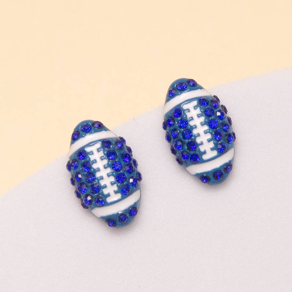 Gameday Two-Tone Rhinestone Pave Football Stud Earrings