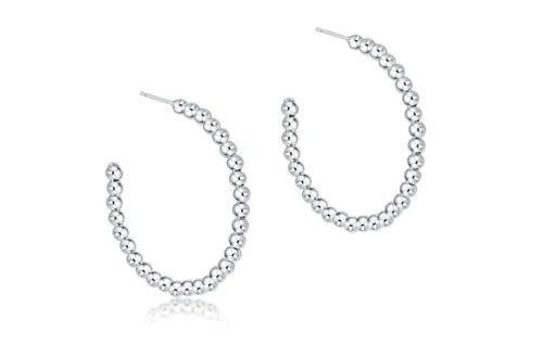 Beaded Classic 1.25" Post Hoop - 3mm Sterling