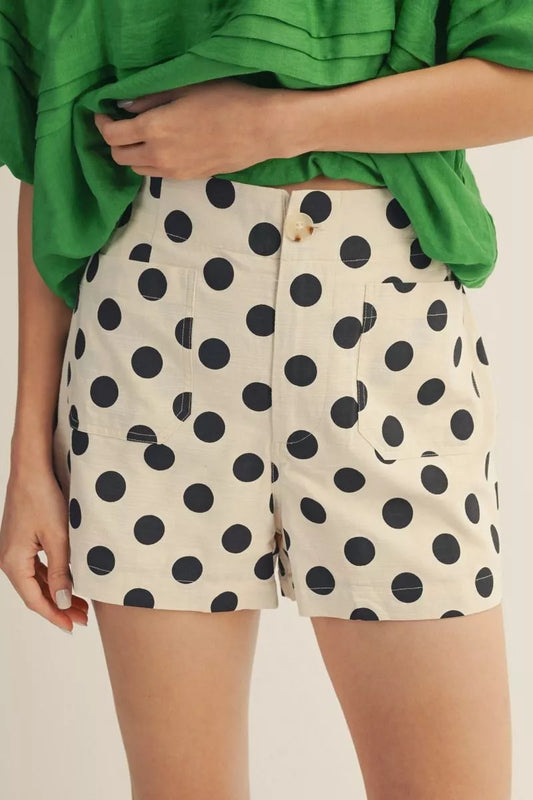 HIGH WAIST BLACK POLKA DOT SHORTS