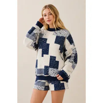 VINTAGE PATCHWORK LOUNGE 2 PC. SHORT SET