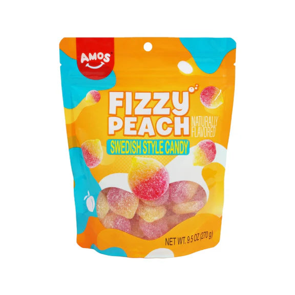 AMOS FIZZY PEACH SWEDISH STYLE CANDY 9.5 OZ - Pharm Favorites by Economy Pharmacy