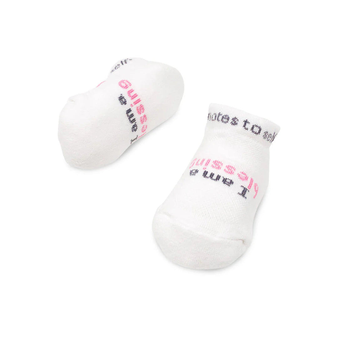 INFANT SOCKS - I AM A BLESSING - WHITE W/PINK (3-12MOS)