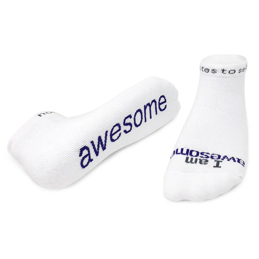 SOCKS - AWESOME - WHITE W/PURPLE