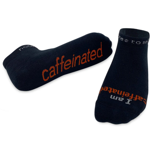 SOCKS - I AM CAFFEINATED - BLACK W/RED