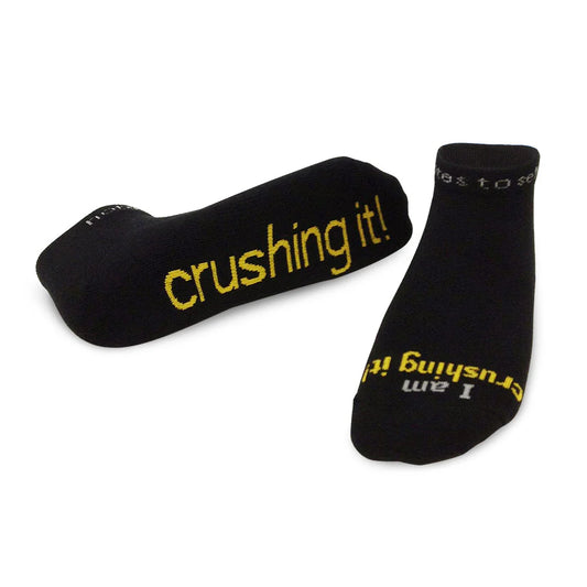 SOCKS - I AM CRUSHING IT - BLACK W/YELLOW