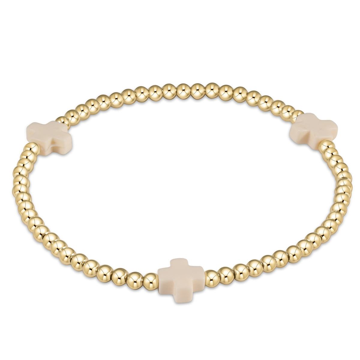 EGIRL SIGNATURE CROSS 3MM GOLD BRACELET - OFF-WHITE
