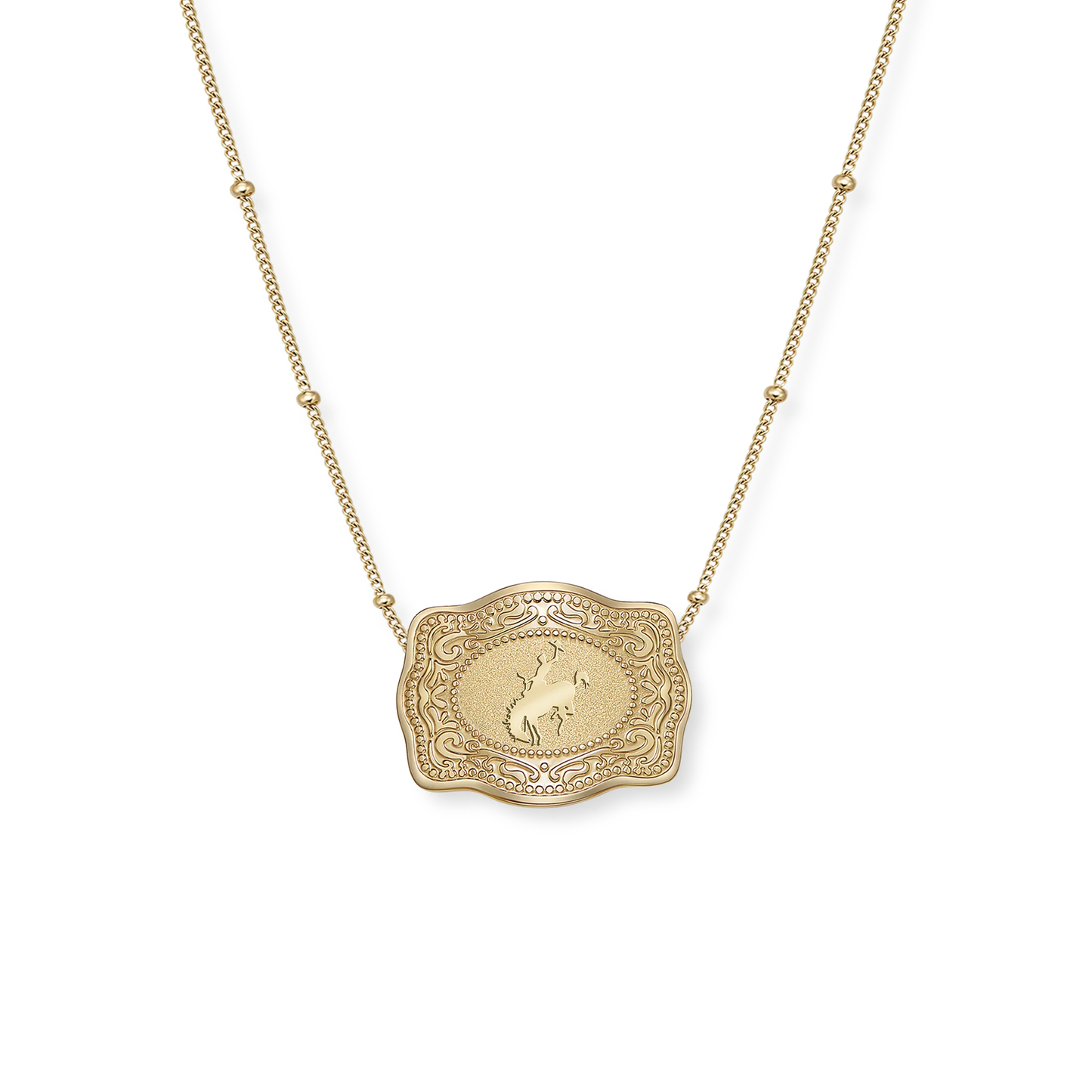 MINI BELT BUCKLE NECKLACE - BRONC