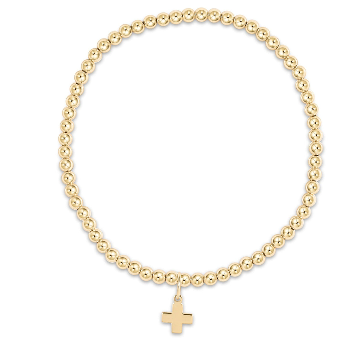 EGIRL CLASSIC GOLD 3MM BRACELET - SIGNATURE CROSS GOLD CHARM