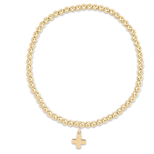EGIRL CLASSIC GOLD 3MM BRACELET - SIGNATURE CROSS GOLD CHARM
