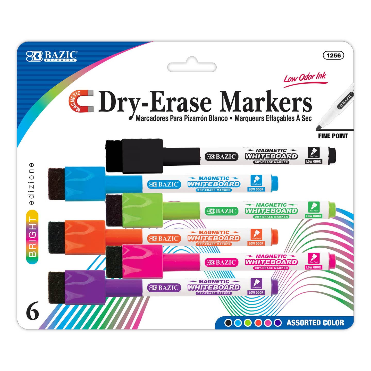 BRIGHT COLOR MAGNETIC DRY ERASE MARKERS W/ERASER