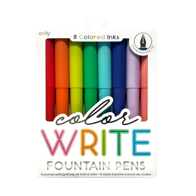 COLOR WRITE FOUNTAIN PENS - SET OF 8