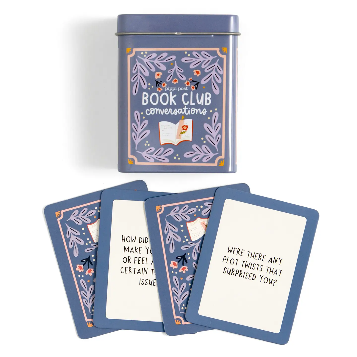 BOOK CLUB READING CONVERSATION CARDS - DECK OF CARDS + STORAGE TIN
