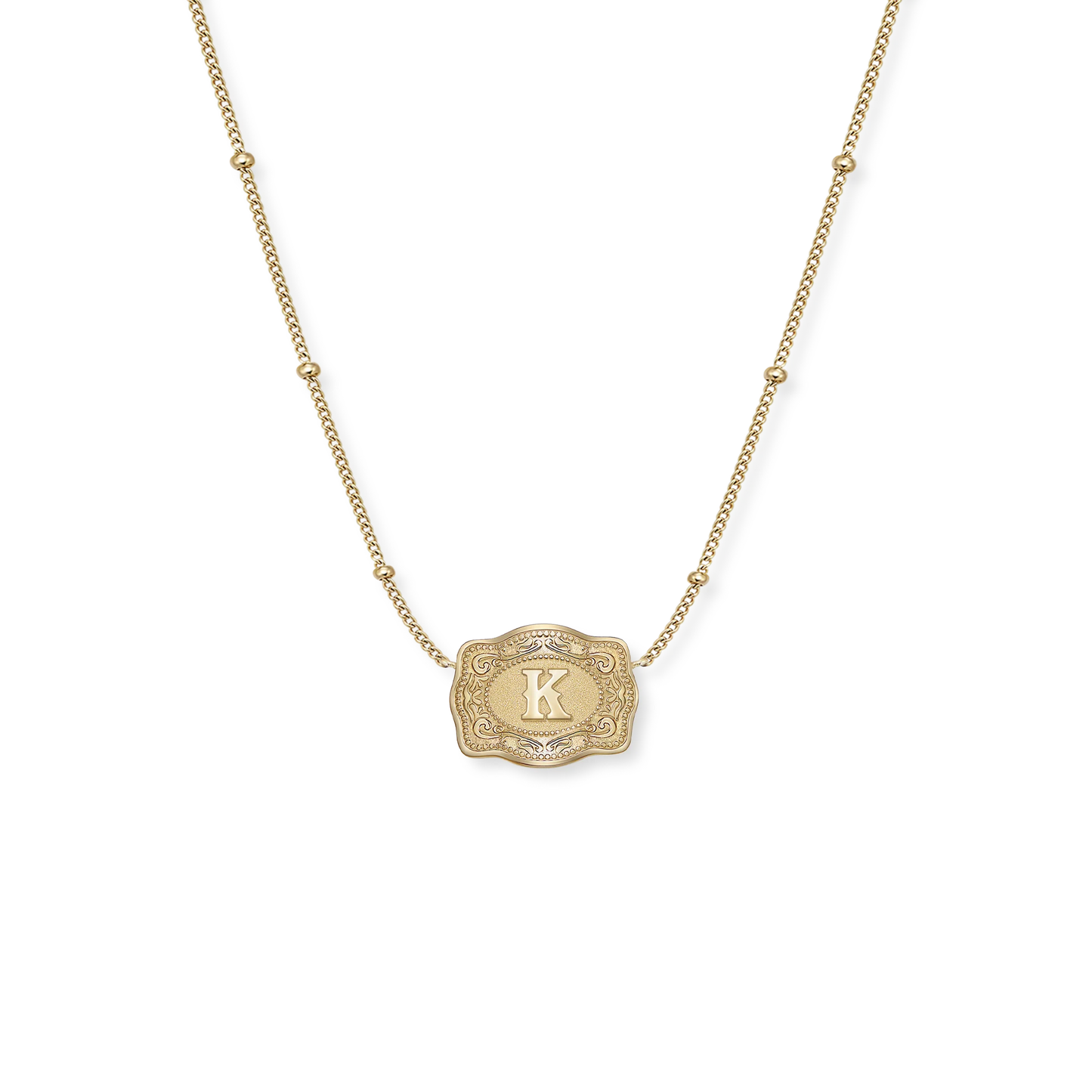 SPURWEST ULTRA MINI BELT BUCKLE INITIAL NECKLACE