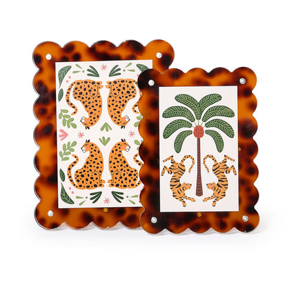TORTOISE PRINT SCALLOPED EDGE ACRYLIC PHOTO FRAME