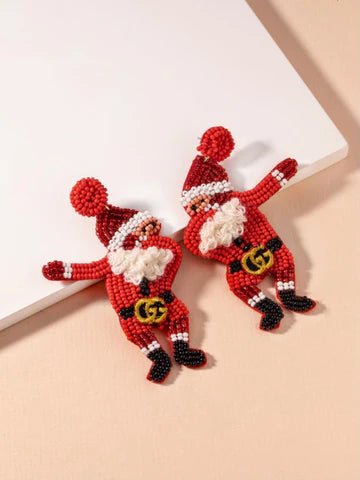 DABBING SANTA BEADED EARRING