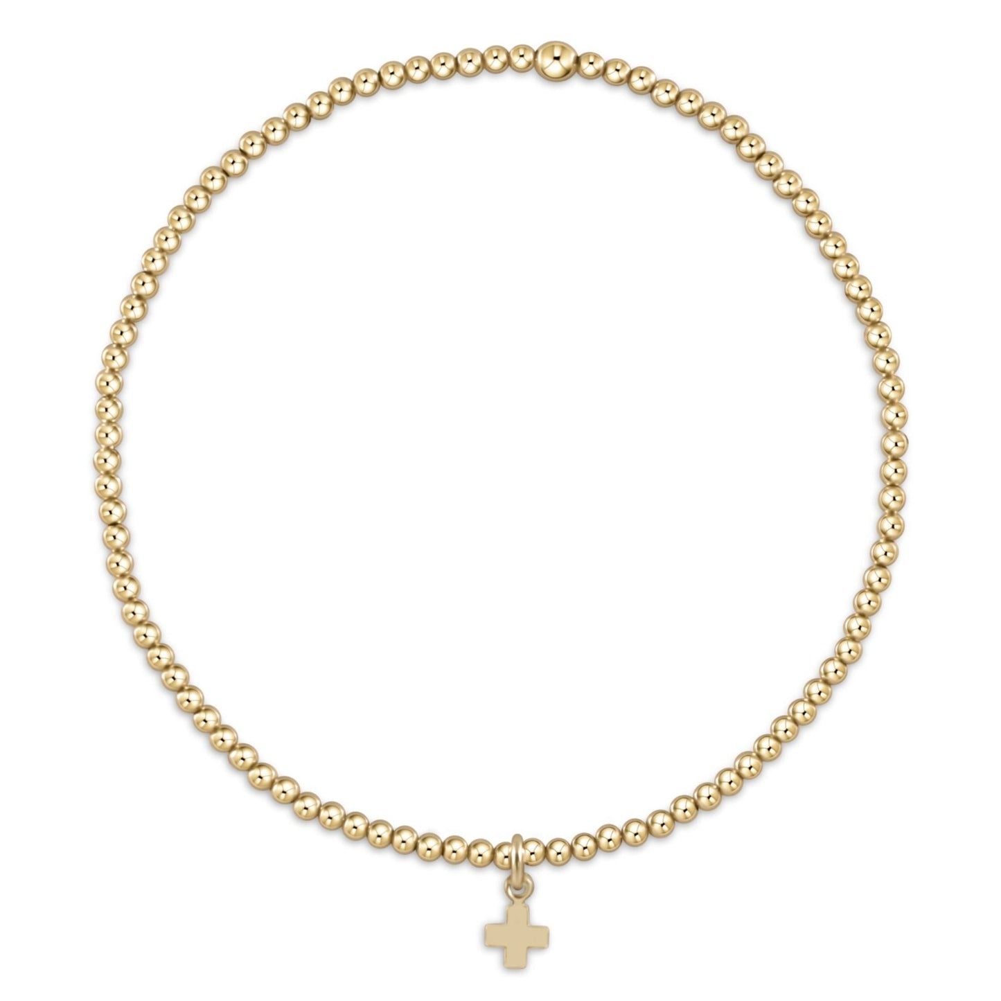 EGIRL CLASSIC GOLD 2MM BRACELET - SIGNATURE CROSS SMALL GOLD CHARM