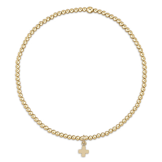 EGIRL CLASSIC GOLD 2MM BRACELET - SIGNATURE CROSS SMALL GOLD CHARM
