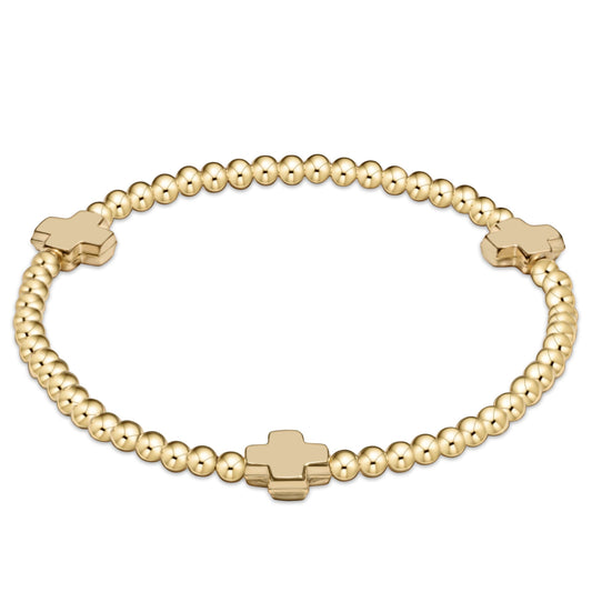 EGIRL SIGNATURE CROSS 3MM GOLD BRACELET - GOLD