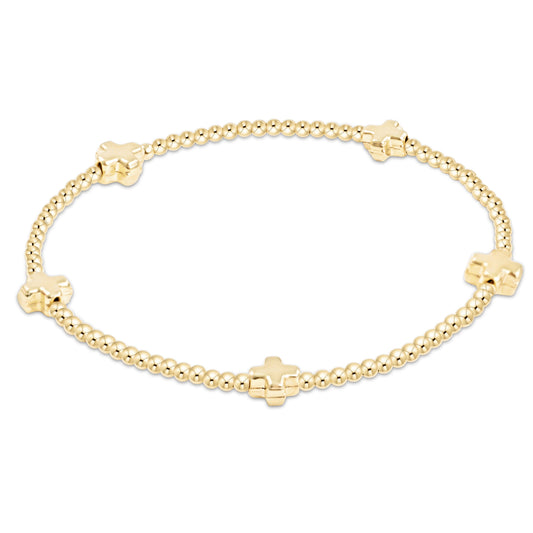 EGIRL SIGNATURE CROSS SMALL 2MM GOLD BRACELET - GOLD
