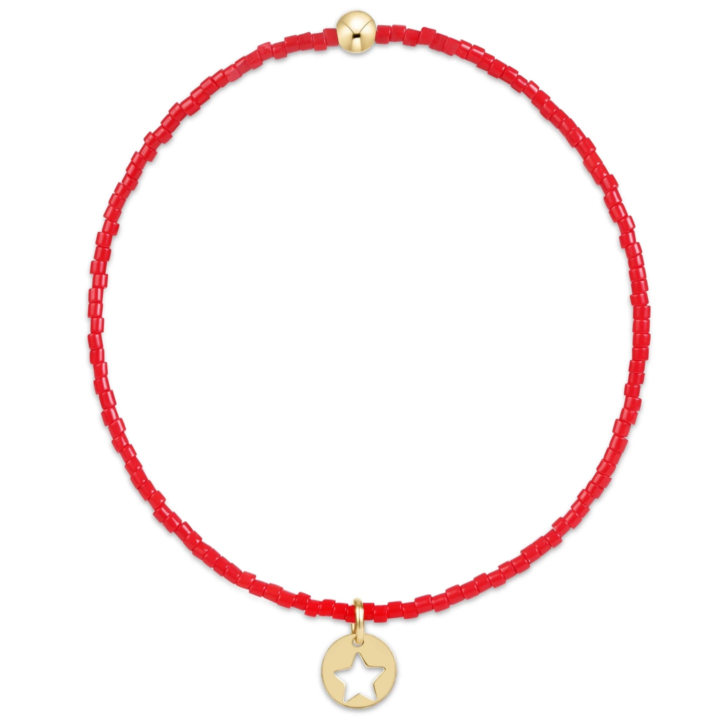 HOPE CLASSIC BRACELET - BRIGHT RED - STAR SMALL GOLD DISC