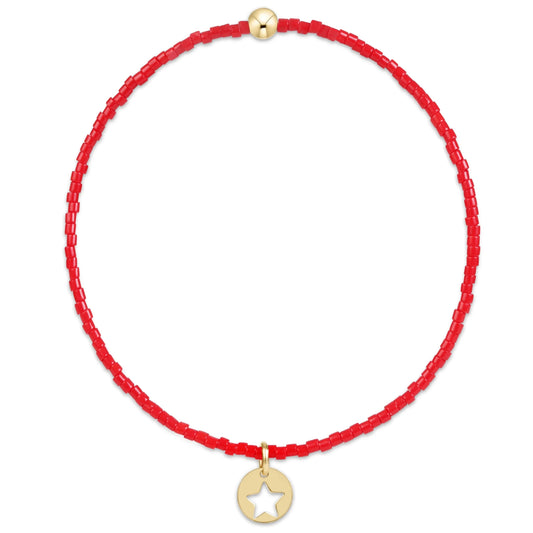 HOPE CLASSIC BRACELET - BRIGHT RED - STAR SMALL GOLD DISC