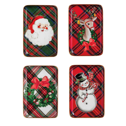 CHRISTMAS TARTAN TIDBIT TRAY