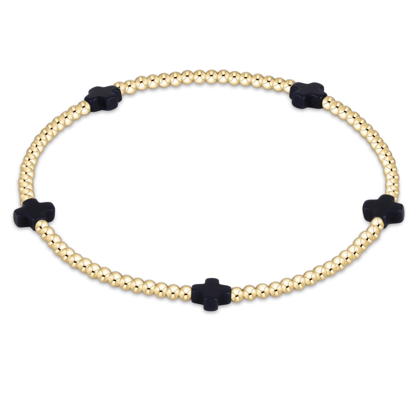 SIGNATURE CROSS SMALL 2MM GOLD BRACELET - NAVY