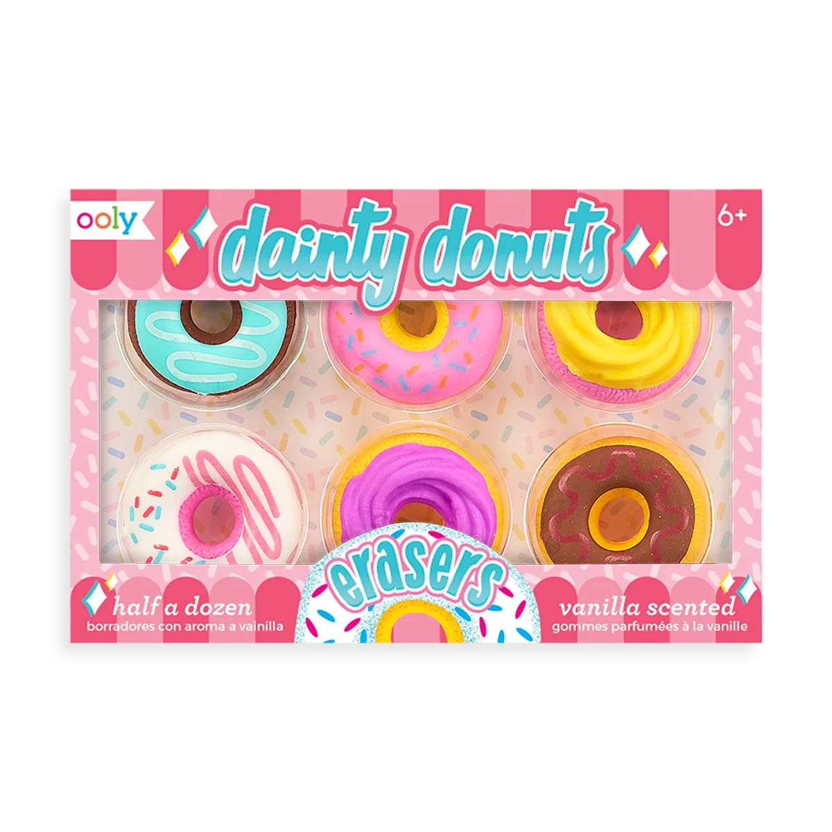 DAINTY DONUTS VANILLA SCENTED PUZZLE ERASERS - SET OF 6