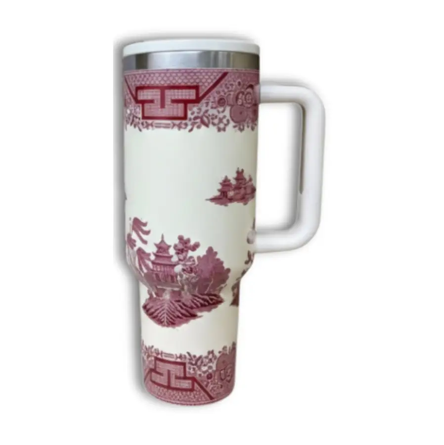 VINTAGE INSPIRED FLIP STRAW TUMBLER WITH HANDLE - 40 OZ