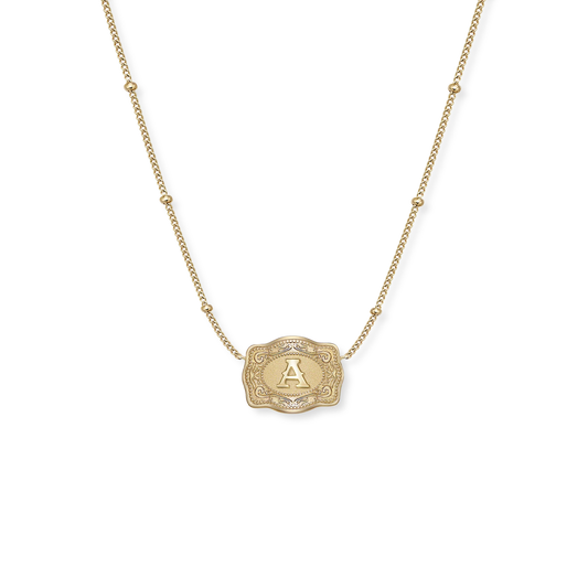 SPURWEST ULTRA MINI BELT BUCKLE INITIAL NECKLACE