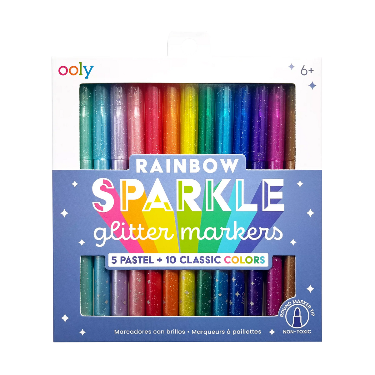 RAINBOW SPARKLE GLITTER MARKERS - SET OF 15