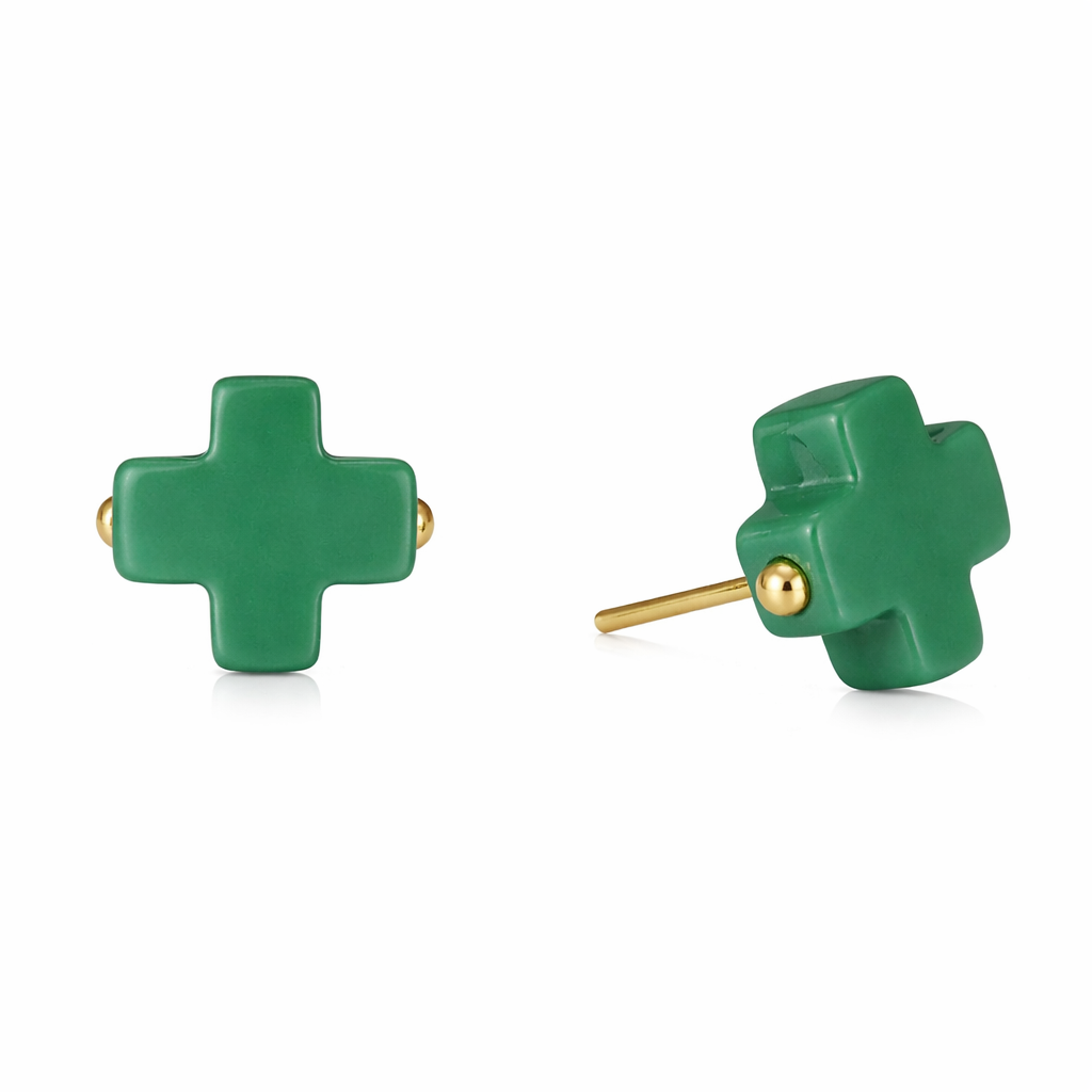 SIGNATURE CROSS STUD - EMERALD