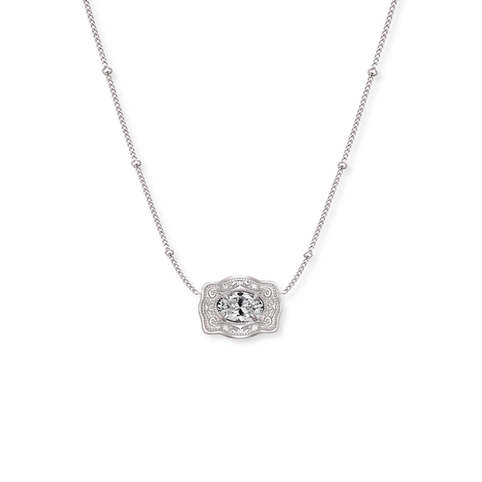 ULTRA MINI BELT BUCKLE NECKLACE WITH CZ ACCENT