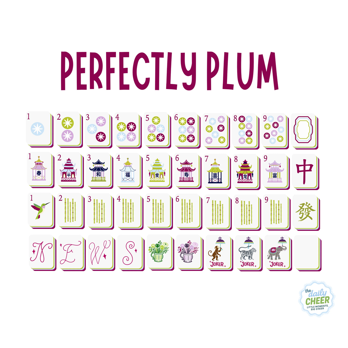 PERFECTLY PLUM MAHJONG TILES